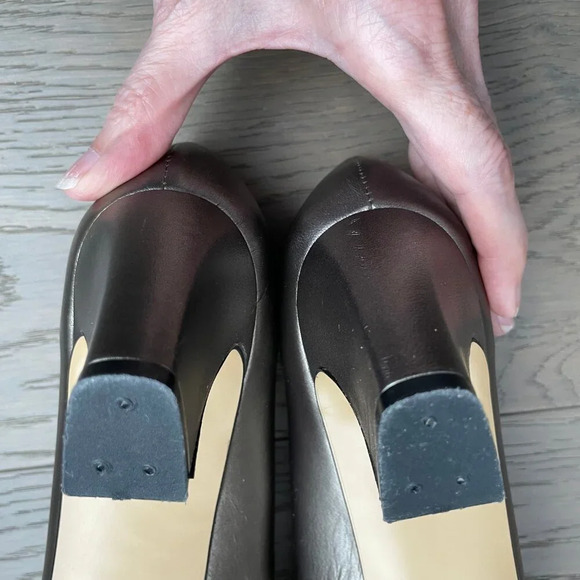 Arnold Churgin Almond Toe Leather 2.5" Heeled Shoes Metallic Grey/Green Sz 9.5N - Picture 8 of 11